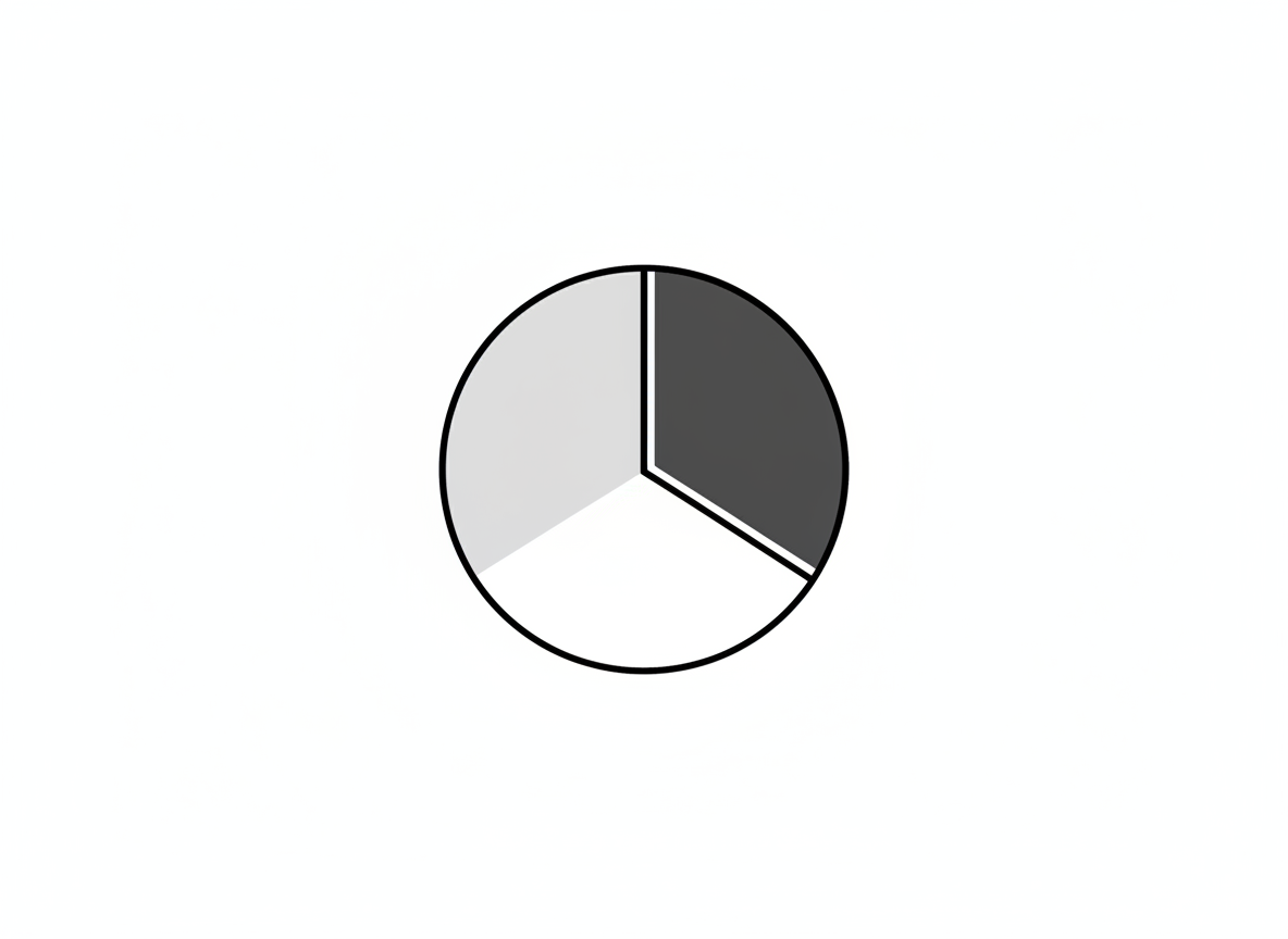 Minimalistisches Symbolbild zum Budget: aufgeteilter Kreis in Schwarz-Weiß-Grau