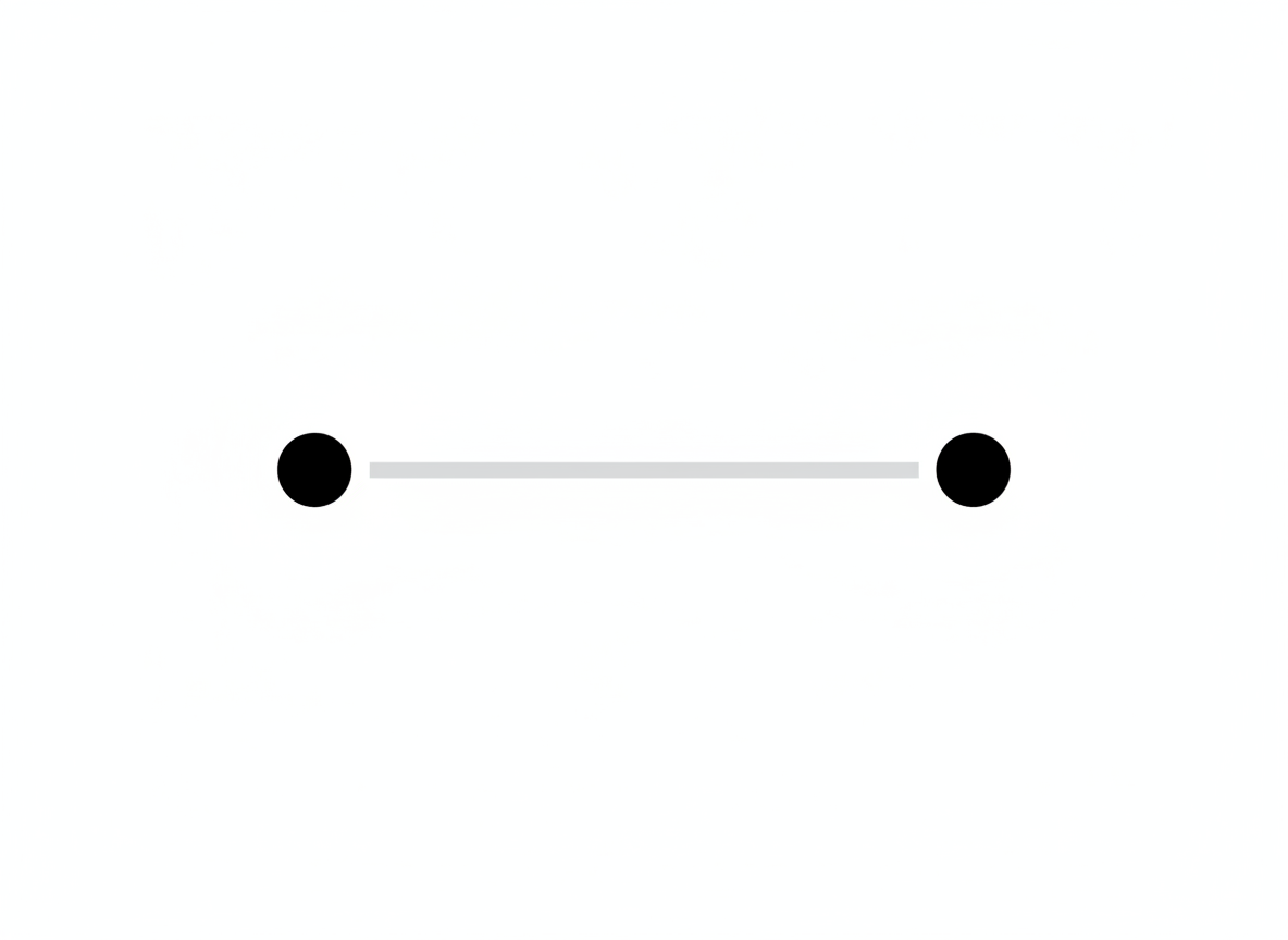 Minimalistisches Symbolbild zur Laufzeit: Zeitleiste mit Start- und Endpunkt in Schwarz-Weiß-Grau